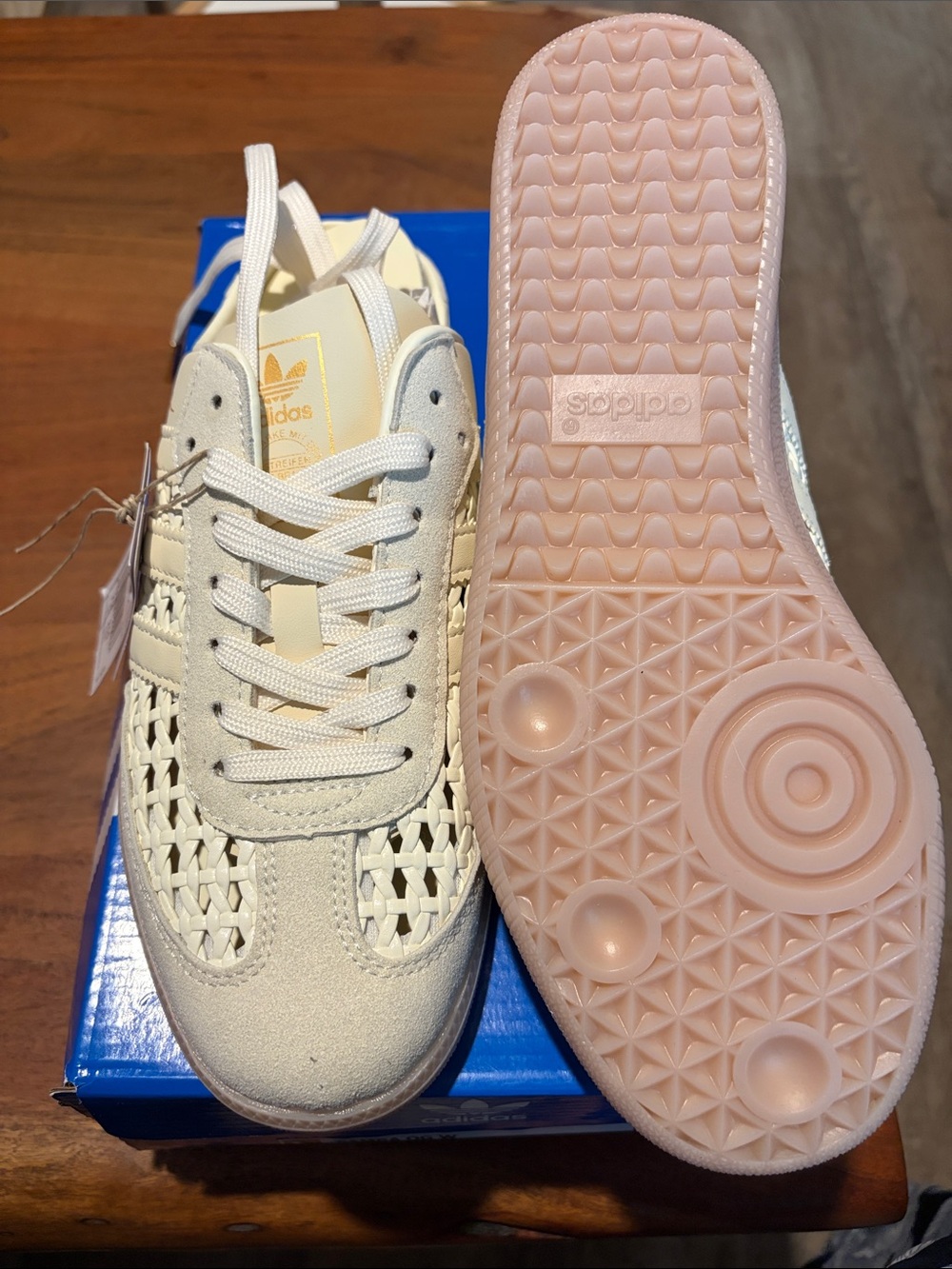 adidas Samba OG W Cream Suede & Woven Sneaker - Picture 3 of 5
